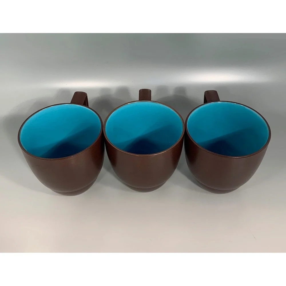 3 Waechtersbach DUO Mugs Azure Blue Coffee Cup Turquoise and Brown